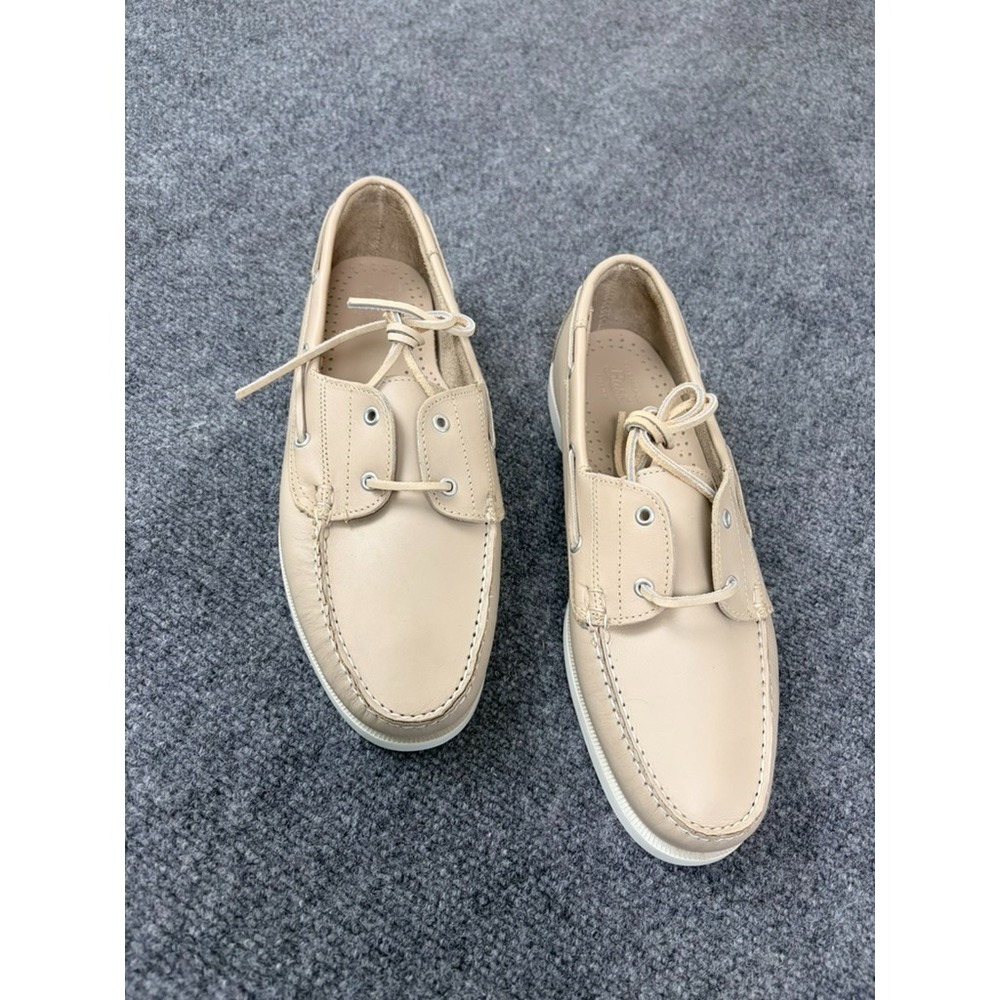 G.H. Bass & Co Men's Beige Leather 2 Eye Moc Toe Boat Shoes CasualSize 11 M